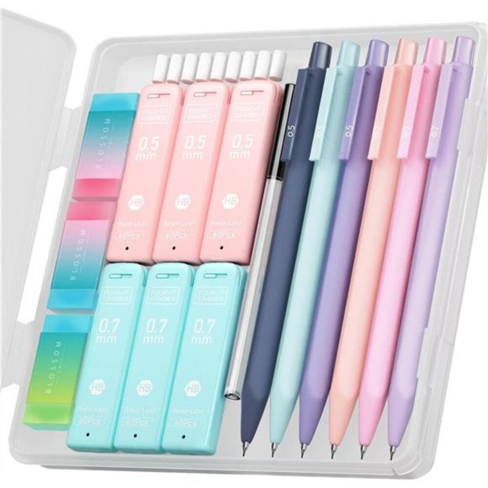 Four Candies Cute Mechanical 6pcs Pencil Set, 0.5 & 0.7mm for Girls‎ Writing